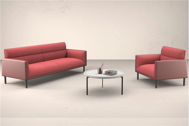 Bankstel van PU-leer en stof voor wachtkamer of kantoorruimte